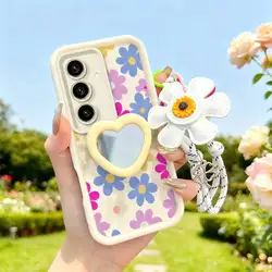 Floral Cartoon Phone Case Set with Lanyard and Craft Embellishments - Galaxy A21s (WHITE)