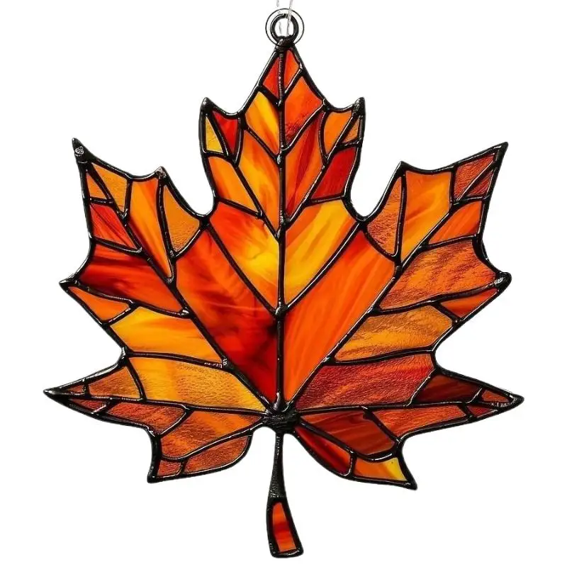 2D Flat,Thanksgiving Acrylic Maple Leaf Light Catcher, Classic Autumn Celebration Home & Door Decor,Christmas & New Year Gifts