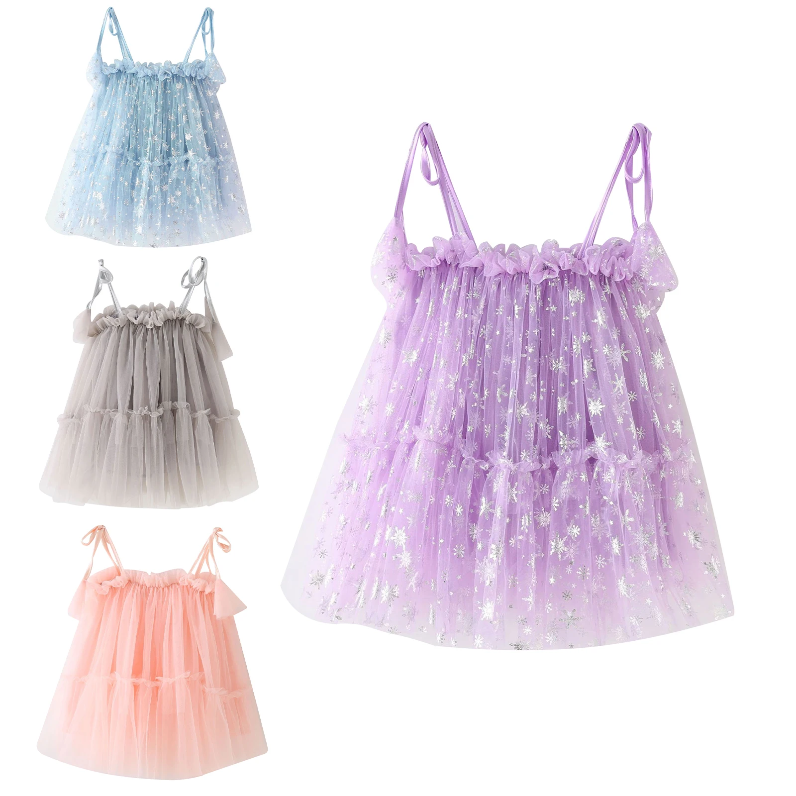 

ZDHoor Kids Girls Princess Dress Cami Dress Sleeveless Frilly Mesh Dress First Birthday Party Photo