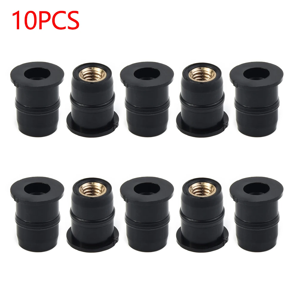 

10pc Universal M5 5mm Rubber Nuts Motorcycle Windshield Rubber Rivet Nut Vibration Damper Panel Mounting