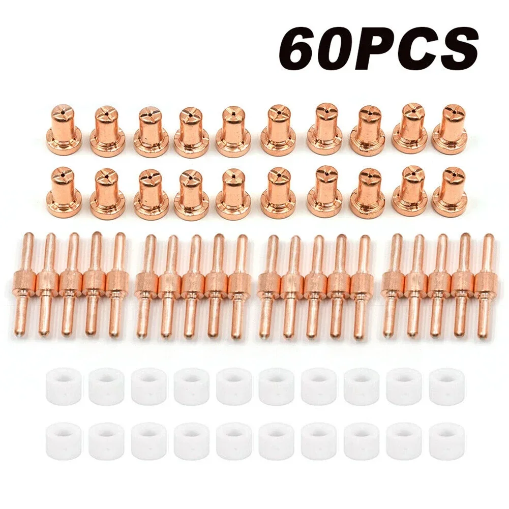 Plasma Cutting Machine Plasma Cutter Consumables Kit 60Pcs Air Plasma Cutter Nozzle Tips Consumables For LG-40 PT-31 Torch CUT40 Electrode Tip Torch Kit