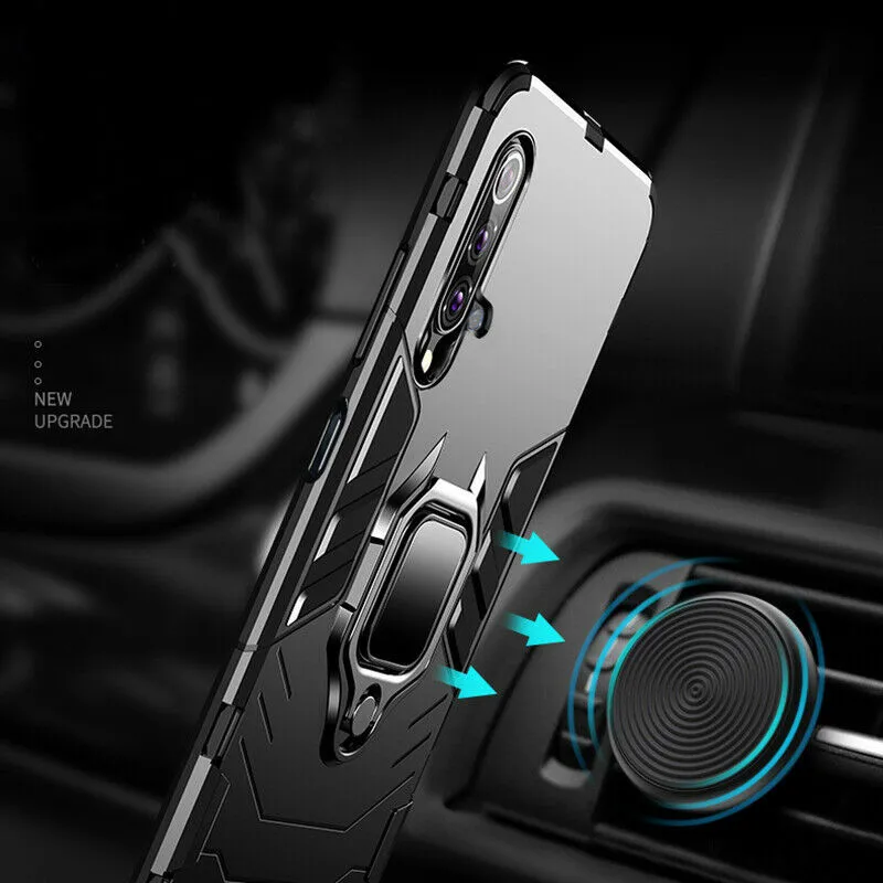 Luxury Armor Ring Case with Car Adsorption Magnetic Holder and Stand Coque Cover