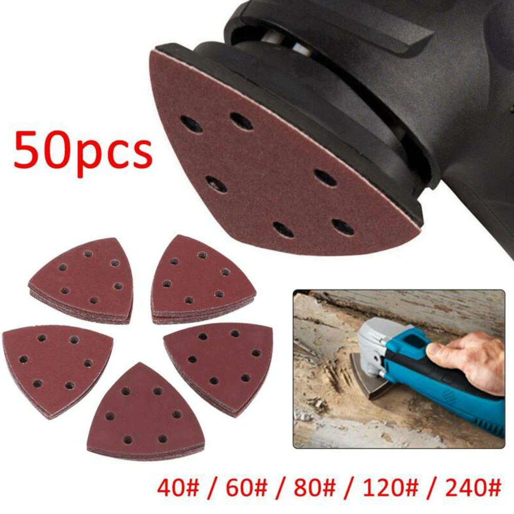 

50PCS Triangle Sanding Pads Assorted Sandpaper For Multi Tool Oscillating Loop Home Polishing Tool Replacement Accessories