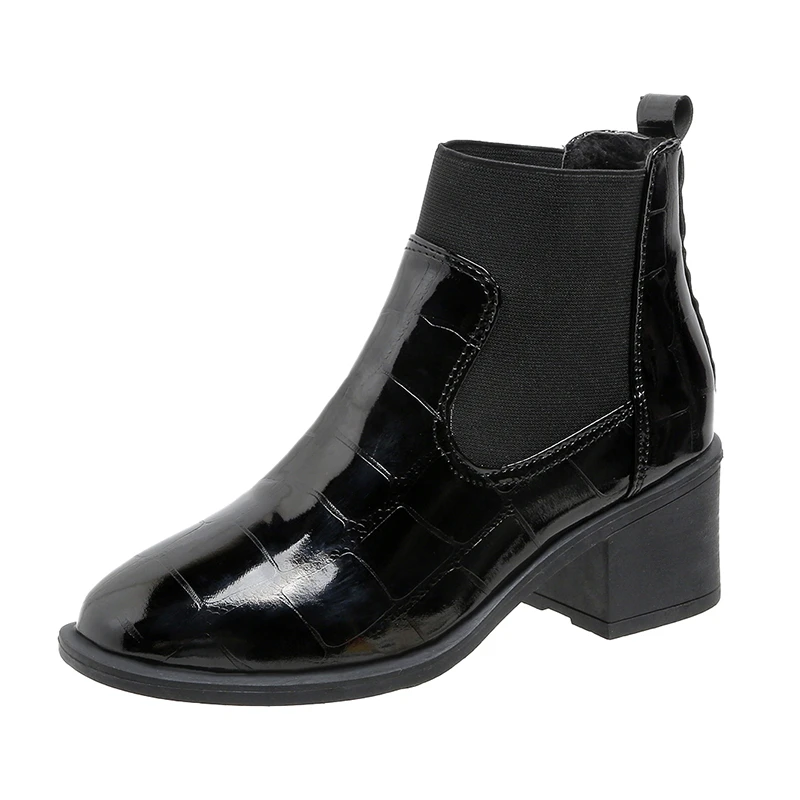 

Женские Ботинки на каблуке, высокие ботинки, женская теплая обувь на плюшевой подкладке, модные короткие ботильоны 40, Осень-зима 2022