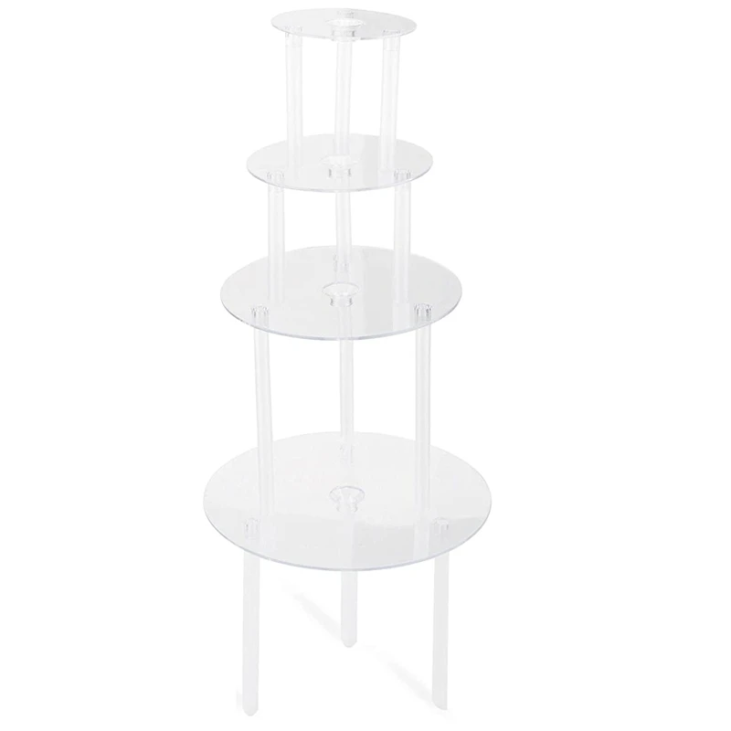 

Cake Stand Cake Plate 4 Reusable Cake Supports With 12 Plastic Dowel Rods Cake Supports For Multi-Tier Cake Decoration