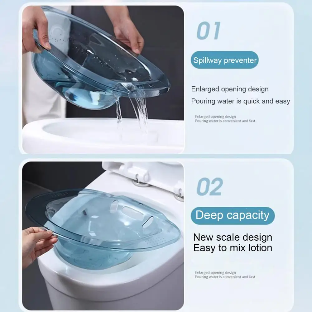 Hemorrhoids Sitz Bath Large-Capacity Wide Seating Area Women Sitz Bath Anti-Overflow Toilet Wide Seat Universal Fit