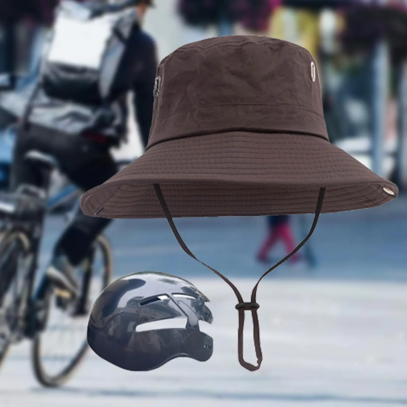 Bucket Hat with Strings Lightweight Helmet Sun Hat for Outdoor Riding  Travel - AliExpress