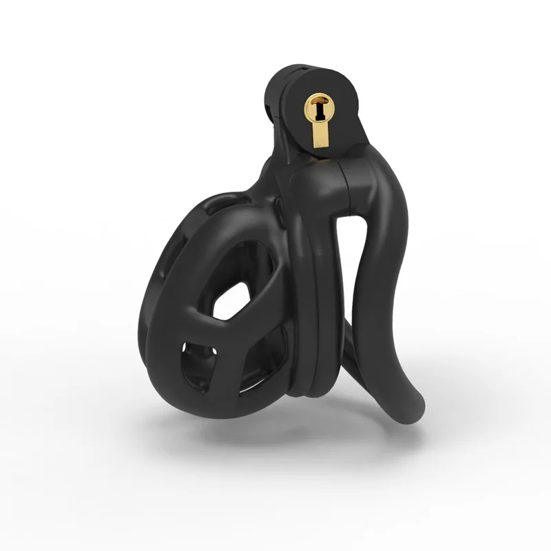 Cobra Chastity Cage Black Breathable Mini Male Bondage Chastity Device 4 Flat Arc Rings Abstinence Anti-Escape Adult Erotic Toys