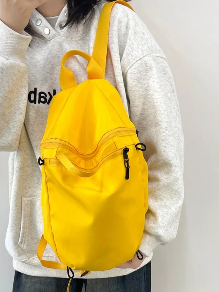 Korean Brief Nylon Casual Waterproof Travel Backpack Lightweight Handbag Unisex Sport Knapsack Preppy Teenager School Backpack