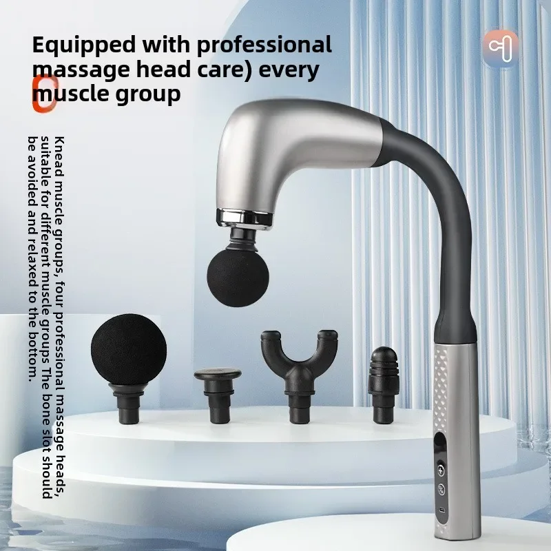 Curved Head Silent Comfort Massage Gun Extended Back Pounding Artifacts Fascia Hammer for Deep Tissue Therapy