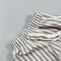 Short à rayures en lin et coton pour enfants, cinquième pantalon d'été décontracté pour garçons et filles 5