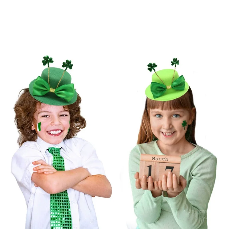 Saint Patricks Day Green Top Hat Holiday Green Cap Accessory For Irish Festival Party Dress-up Costume and Tree Topper Supplies
