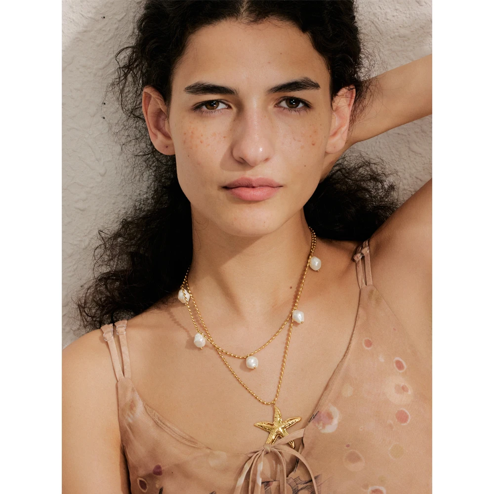 Yhpup Necklace Double Layer Waterproof for Women