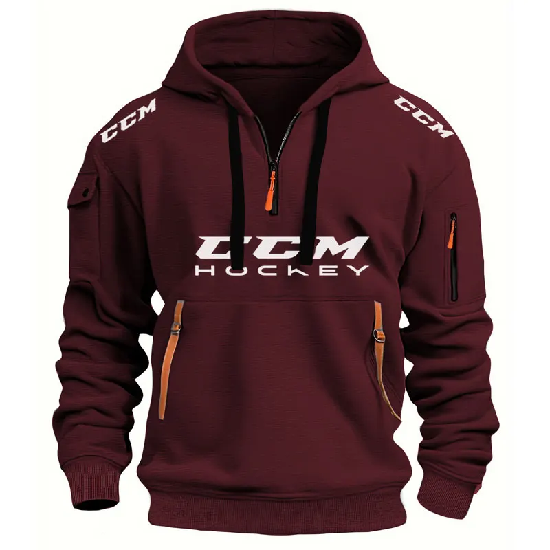 New Autumn Winter Autumn Winter Russia CCM HOCKEY Sports men's Hoodies Sweatshirts multi-pocket zipper loose casual hoodie coat 4