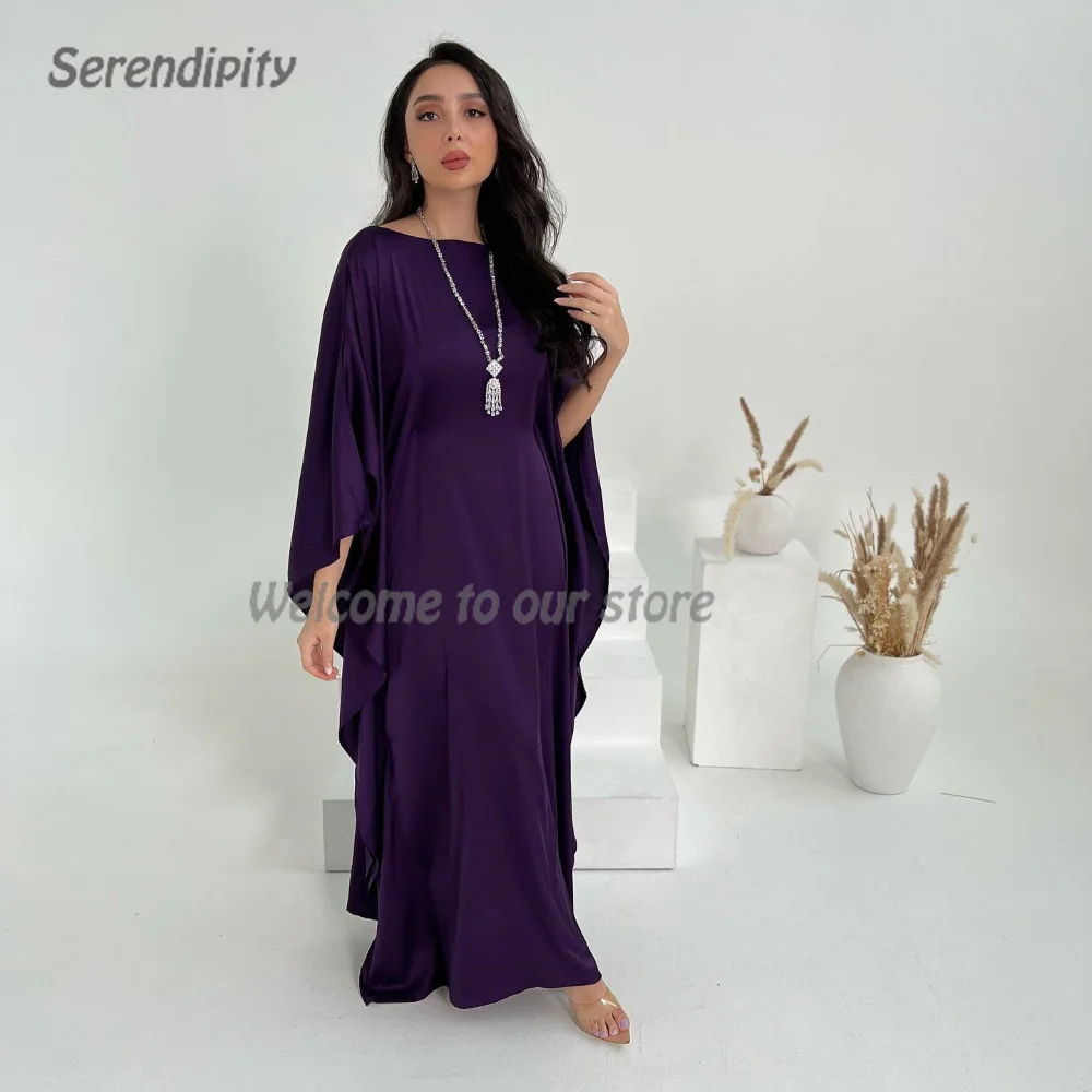 

Serendipity A-Line Backless Evening Dress Floor-Length Boat Neck Bat Sleeve Saudi Arabia Fashion Cocktail Party Gown For Women