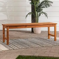 3 Person Outdoor Patio Chevron Wood Dining Bench All Weather Backyard Conversation Garden Poolside Balcony 53 Inch Brown 1