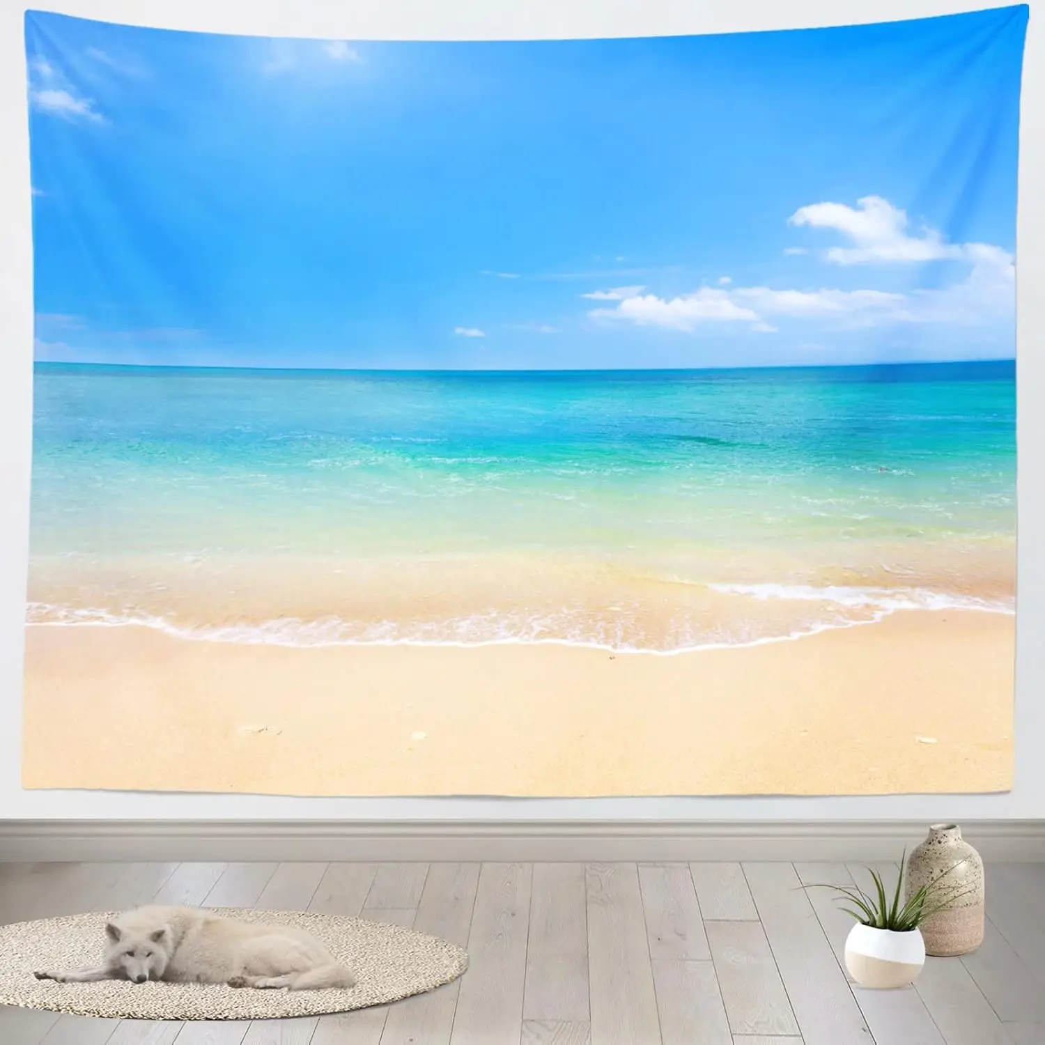 Tropical Beach Coconut Tree Tapestry 1