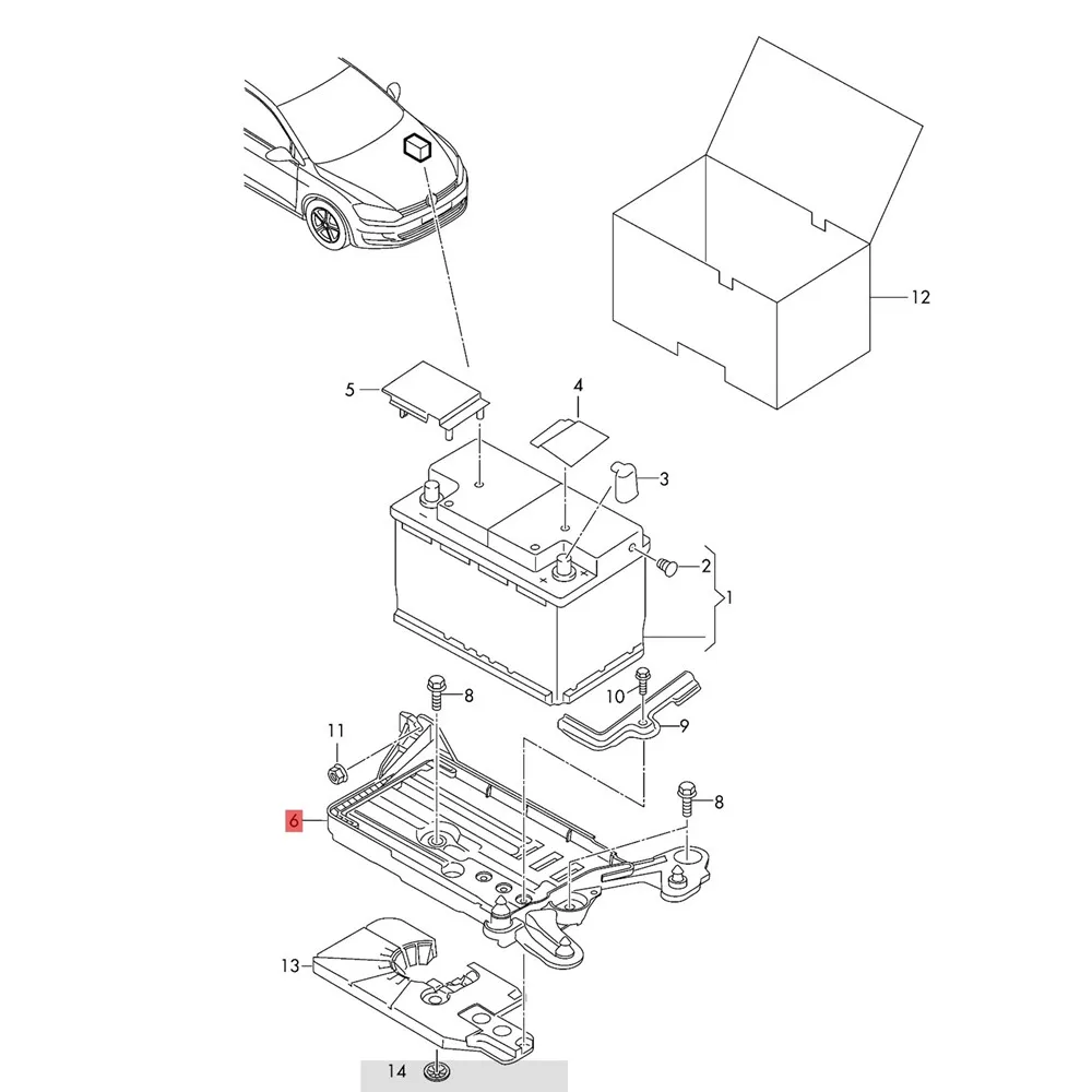 New Car Battery Base Tray 5Q0915331J For VW Passat B8 Golf MK6 7 Audi A3 S3 Skoda Octavia 5Q0 915 331 J