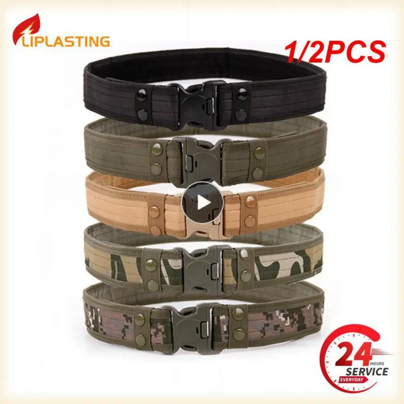 

1/2PCS Quick Release Military Tactical Belt Army Style Combat Belts Fashion Men Camouflage Canvas Waistband Outdoor Hunting