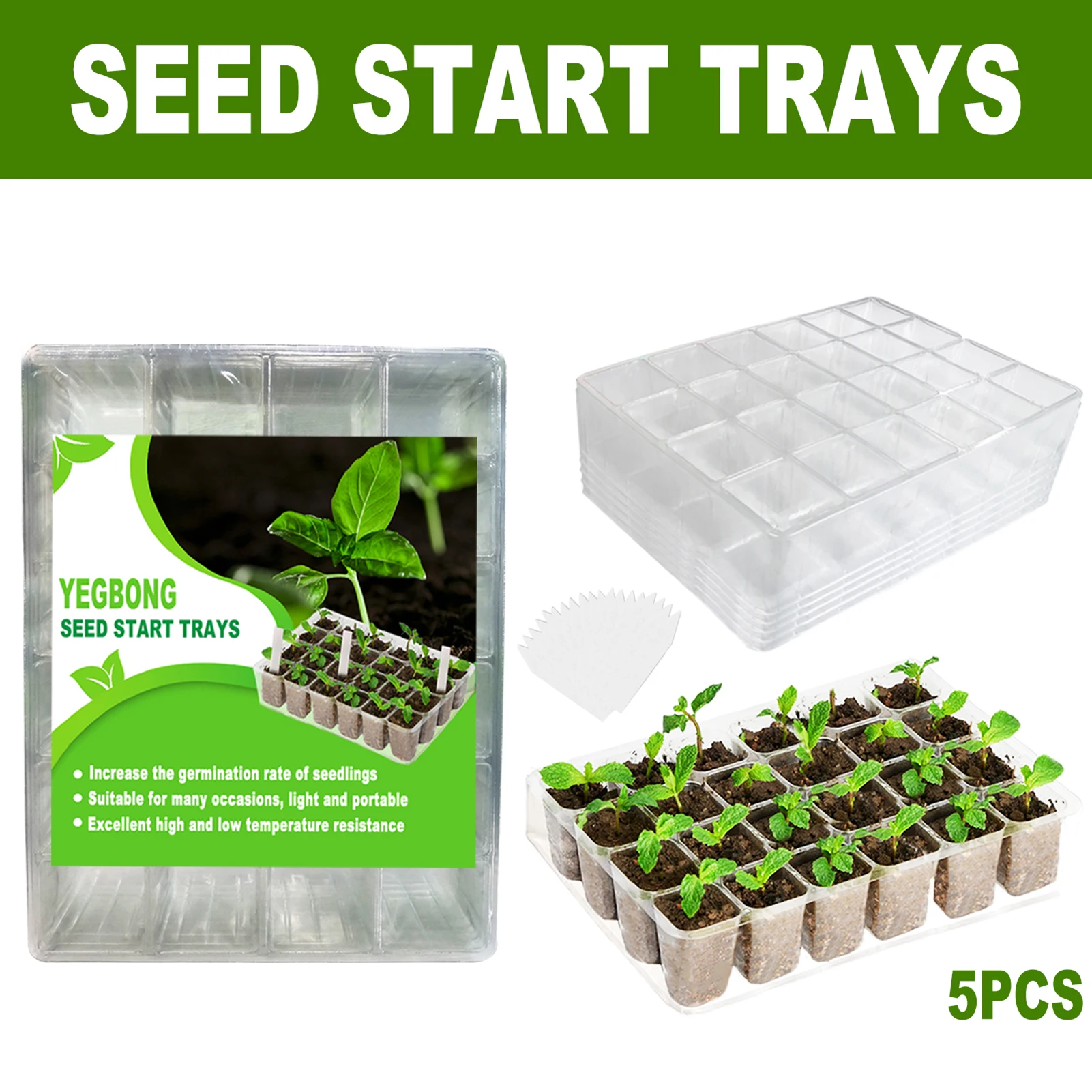 Jardiniere bac a fleur,Plateaux de Germination pour semis, 5 pièces