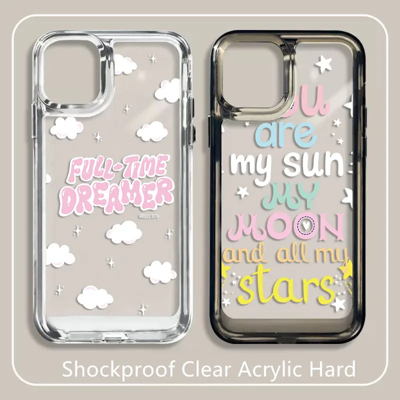 Ins Wind Cute Dream Cloud Custodia Per Telefono Con Lettere Inglesi Per Iphone 14 13 12 11 Pro X S Xr Max 15 Plus Cover Posteriore In Acrilico Antiurt