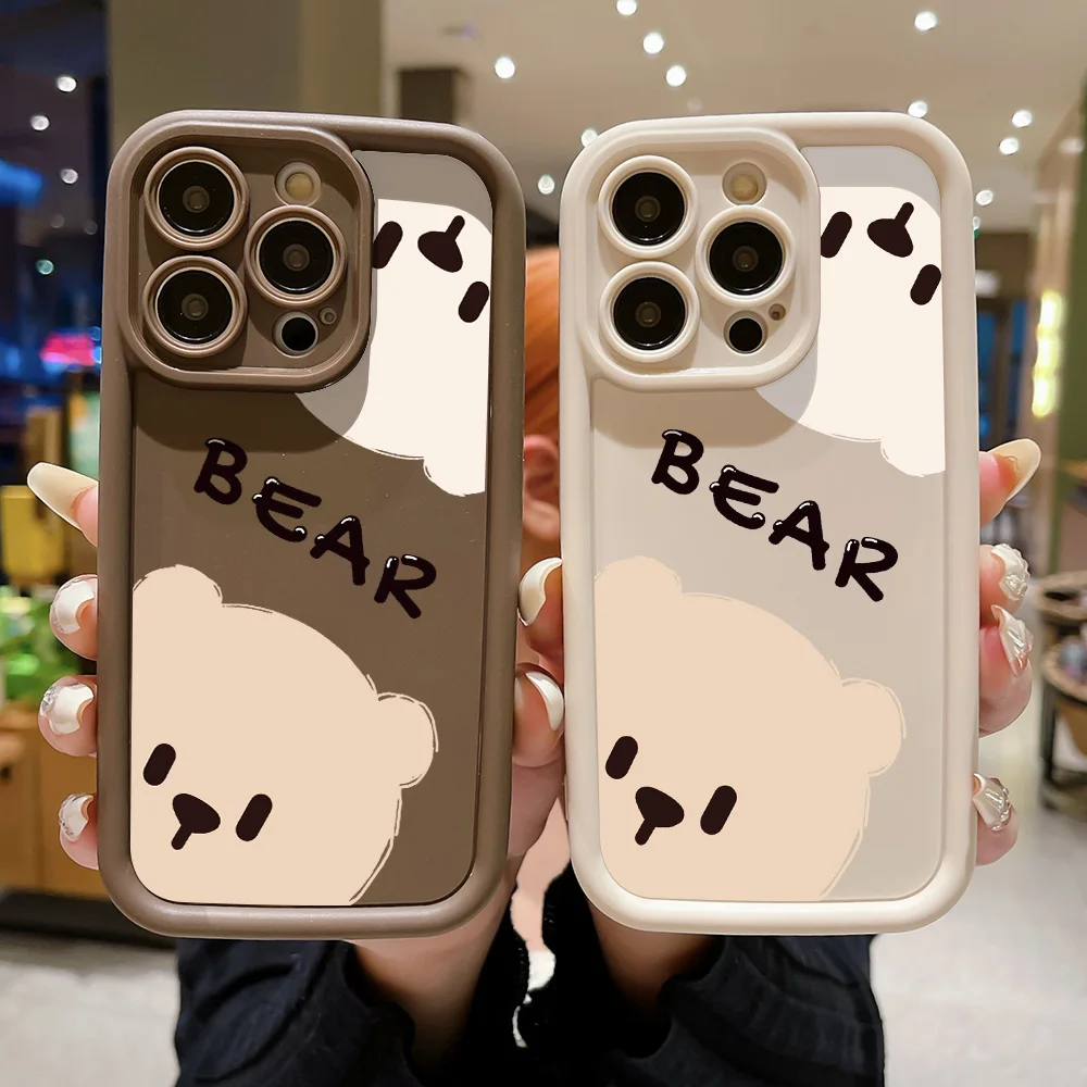 For iPhone 14 Pro Max Case Cute Bear Silicone Cases For