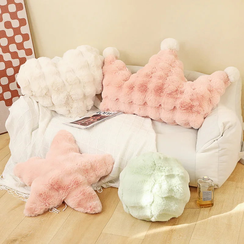INS Star Crown Love Pillow Plush Toy Cute Stuffed Heart Ball Throw Pillow for Girlfriend Soft Peluches Toys Cushion Home Decor