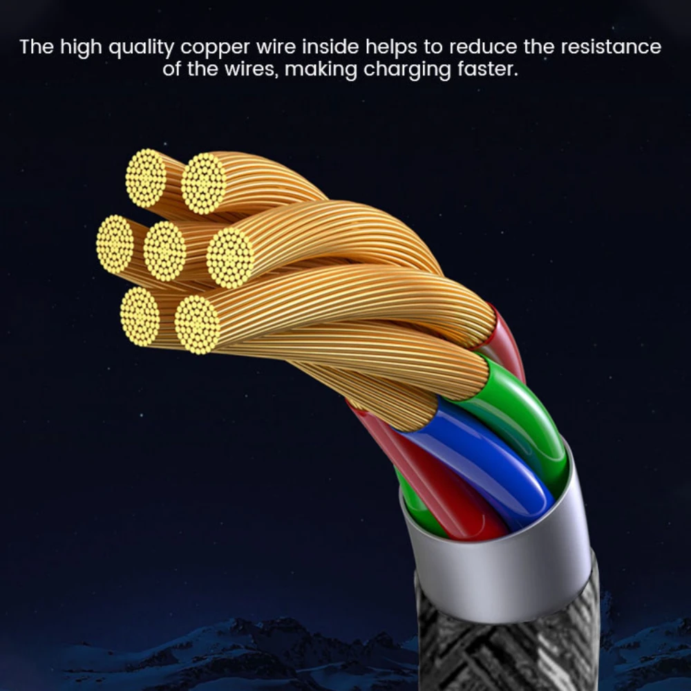Luminous Keychain 3 In 1 USB Cable Micro USB Type C 8pin V8 Fast Charging Cable For iPhone 14 13 12 11 Xiaomi Redmi Charge Cord