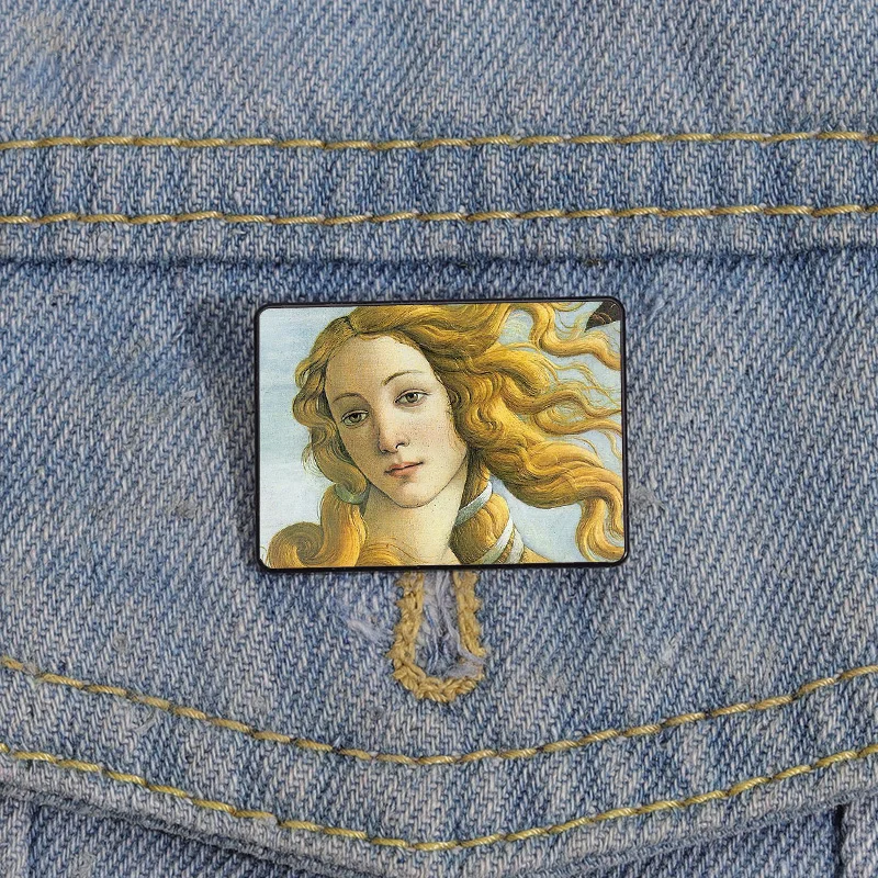 

Botticelli Birth of Venus detail Funny vintage Brooches Shirt Lapel teacher Bag Cute Badge Cartoon pins for Lover Girl Friends