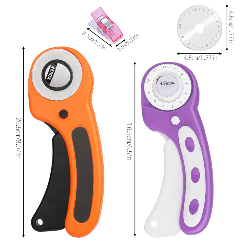 IMZAY Leather Cutting Set With Rotary Cutter With 45 mm Blades And 20 Pcs Clips Fabric Circular Cutting Tool Kit