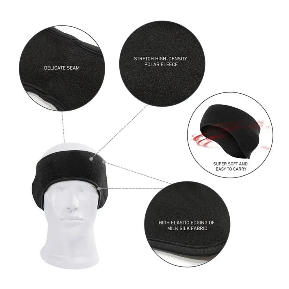 Winter Warmer Headband Breathable Windproof Sweatband Fleece Ear Cover Warmer Outdoor Sports Cycling Running Elastic Headwear