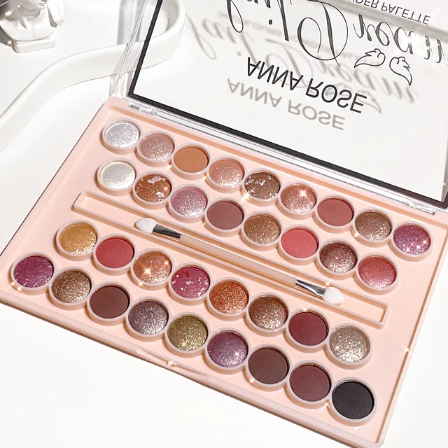 34-Color Eyeshadow Palette with Shimmer and Matte Shades, Earth Tones and Milk Tea Colors, Long-Lasting
