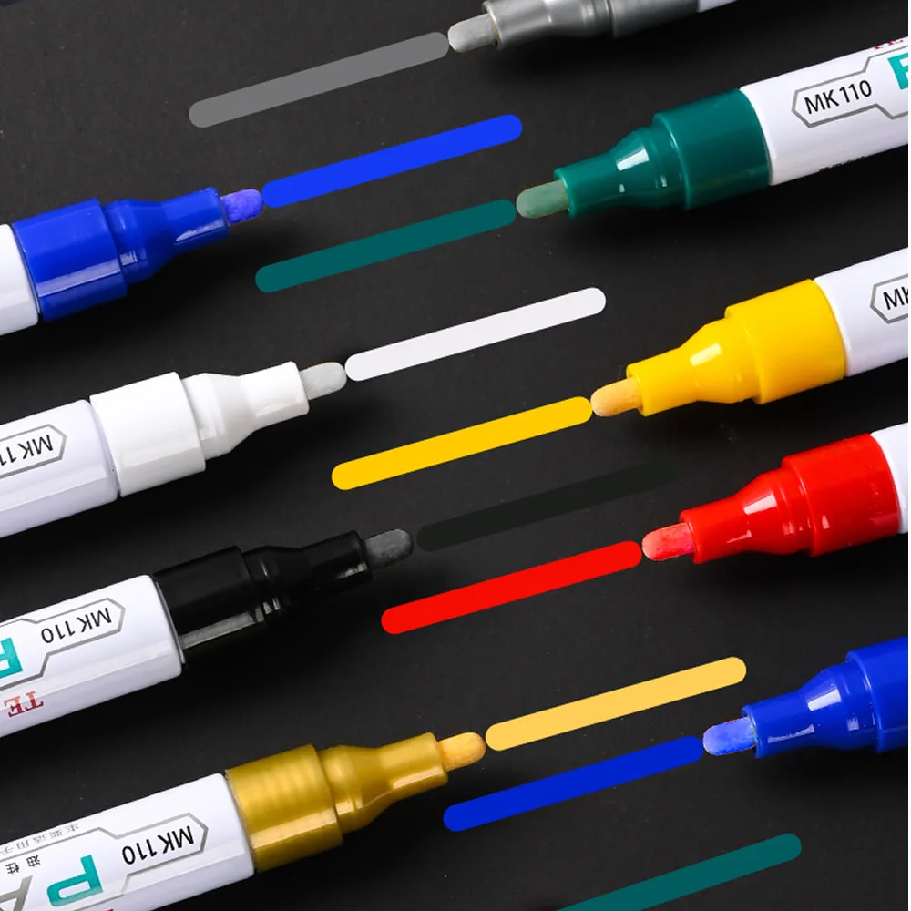 8가지 색상 자동차 스크래치 복원 페인트 펜, 속건 터치업 페인트 복원 펜, 방수 휠 타이어 마커, 자동차 페인트 마커 펜