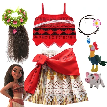 Vestito da avventura dell'oceano Disney Moana per ragazze, costume da principessa Vaiana, travestimento per bambini, vestito da festa di carnevale di Halloween 1