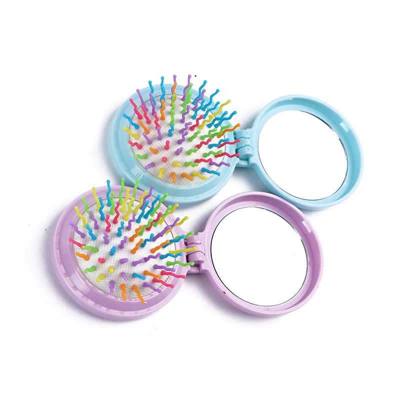 1pc Small Airbag Comb Baby Mini Portable Folding Hair Brush With Mirror Head Massager Cushion Pocket Styling Tools