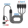USB A C to 4 Type-c