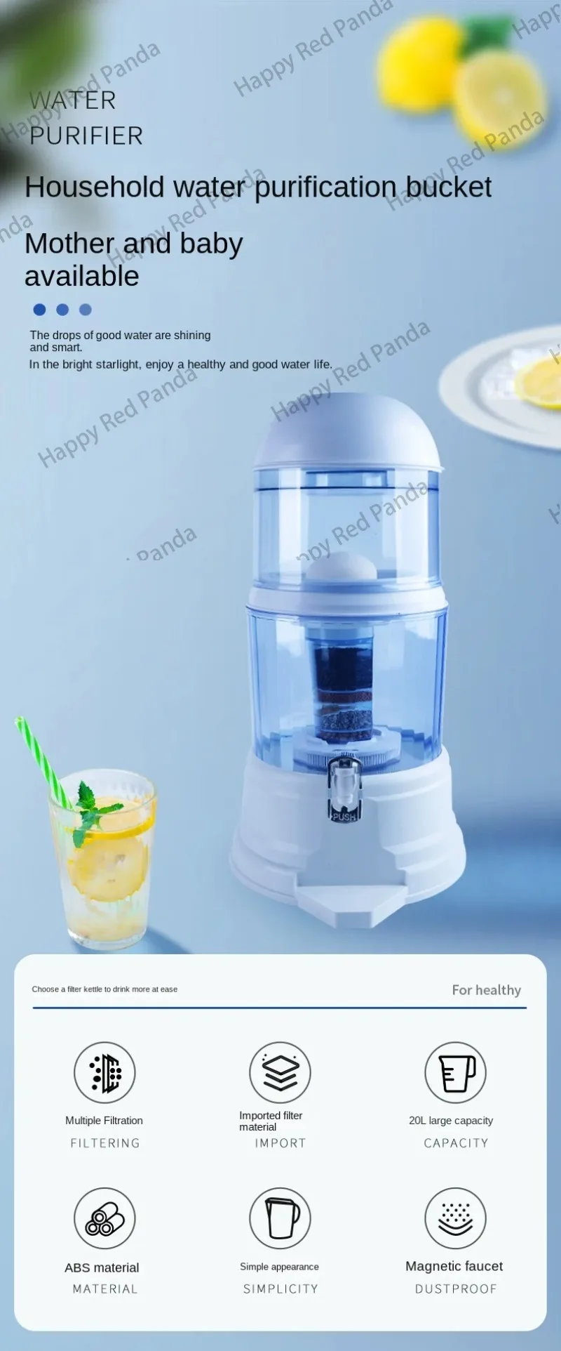 Water Pitcher Kitchen Household 16L Purifier Activated Carbon Water Filter Pitcher Filter