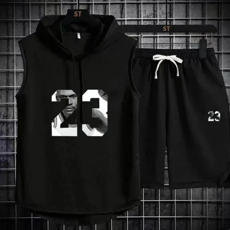New Men's Oversized Activewear Collection, Sleeveless T-shirt, Shorts, Sports Vest, Summer Gym Workout