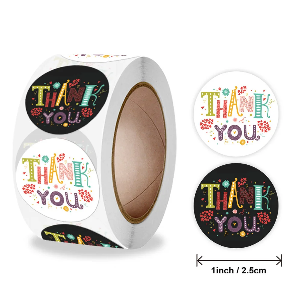 

50-500 шт., круглые наклейки с надписью Thank You
