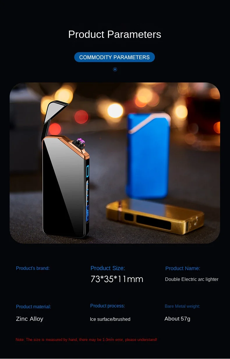 lighter electric recharge usb plasma cigarette windproof Smoking Accessories cool Laser induced double arc Men's Gift lighters, cigarette lighter,electric arc igniter