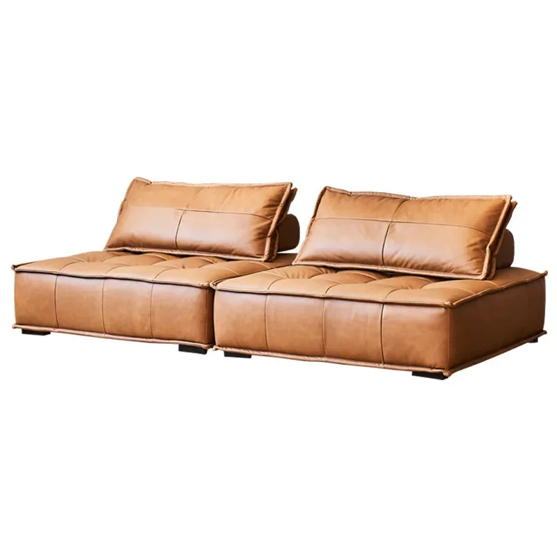 Знаменитый в Интернете кожаный диван, модульный диван для гостиной комнаты, маленький диван, бесплатный комбинации, итальянский античный стиль, диван из вощеной кожи