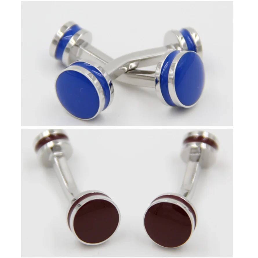 10pairs/lot Double Round Ball End Cuff Links Blue/brown Copper Business