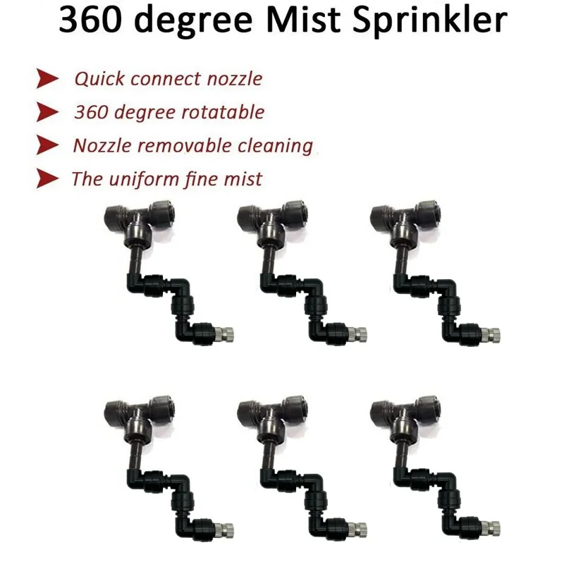 6Pcs Terrarium Spray Adjustable Misting Nozzles 360 Degree Rotating Fogger Sprinkler For Reptiles Greenhouse Quick Connectors