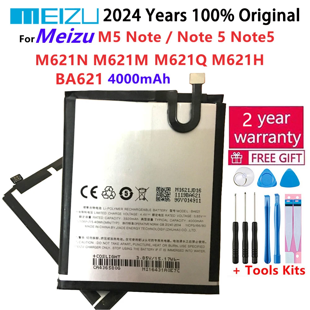 

100% Original 4000mAh BA621 Battery For Meizu M5 Note / Note 5 Note5 M621N M621M M621Q M621H Mobile Phone Batteries Bateria