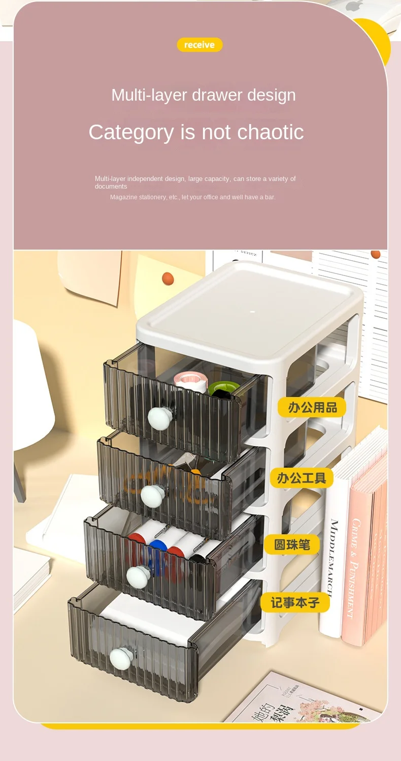 Desktop multi-layer cosmetics storage box, office storage cabinet, drawer style student dormitory stationery storage cabinet,