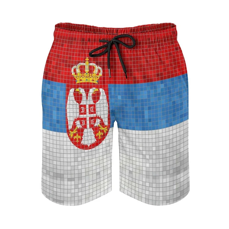Summer 3d Print Serbia Flag Beach Shorts For Men Quick Dry Surf Board Shorts Popular Sports Swim Trunks Bathing Suits Clothes 3