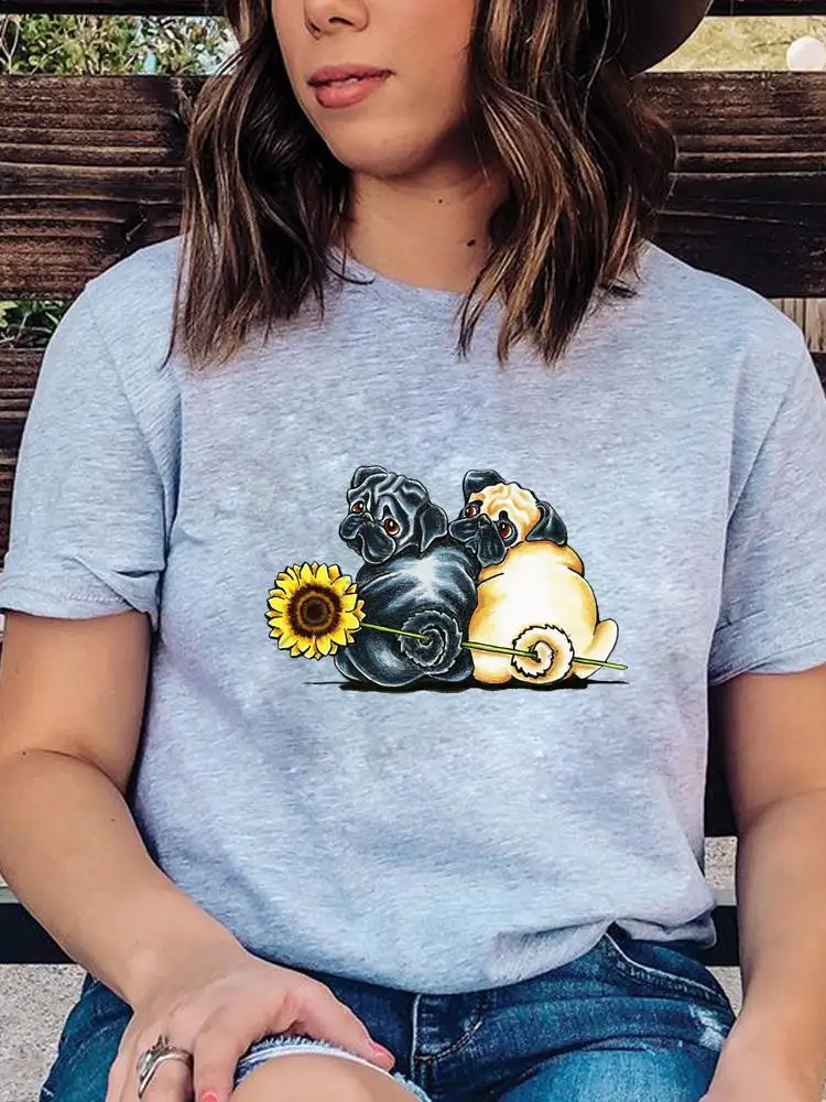 

Short Sleeve Summer Lady Fashion Women Clothes Dog Sweet 90s Style Trend Print Graphic T-shirt Female Shirt Tee