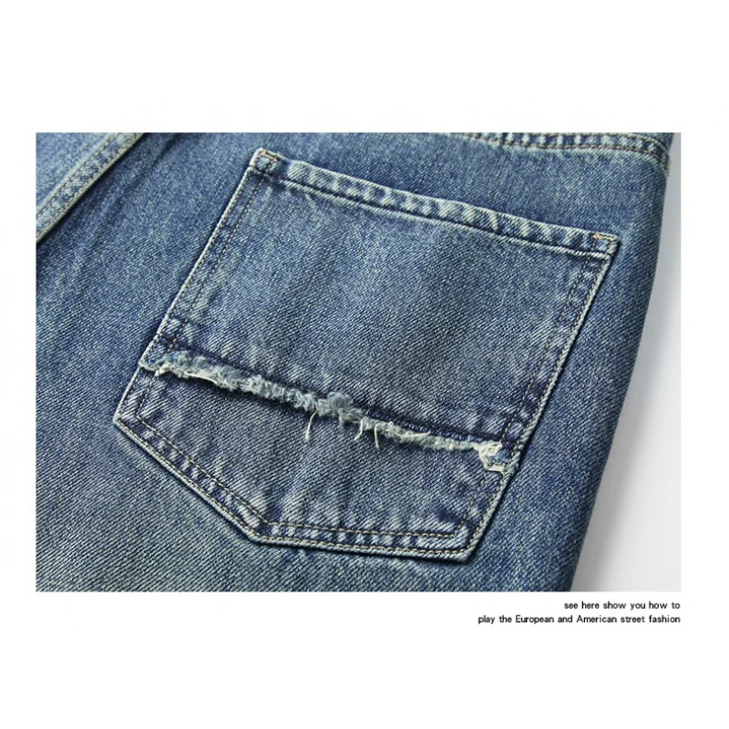 2024 spring and fall big cow jeans loose straight pants American style explosion of high-end fashion retro blue pants