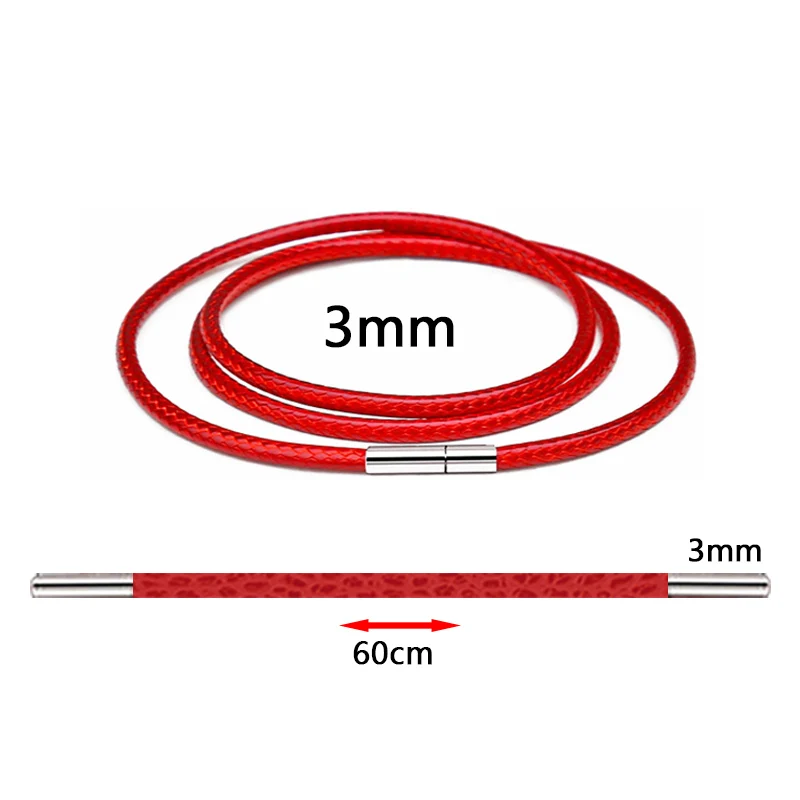 1/1.5/2/3Mm Necklace Cord Black Leather Cord Wax Rope Lace Chain Stainless Steel Rotary Buckle For Diy Necklace Jewelry Making