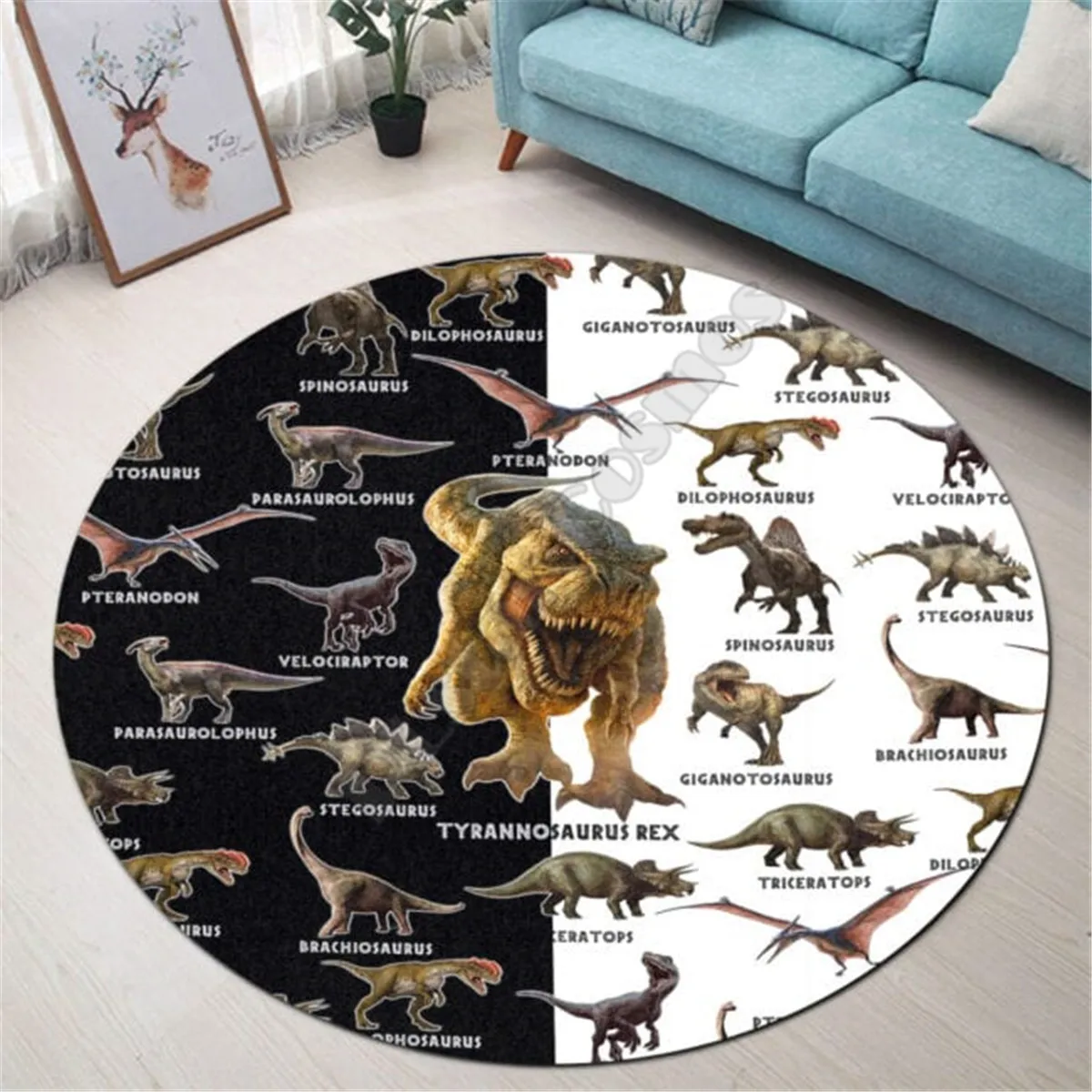

Love Dinosaur Christmas Premium Round Rug 3D Printed Rug Non-slip Mat Dining Room Living Room Soft Bedroom Carpet 02